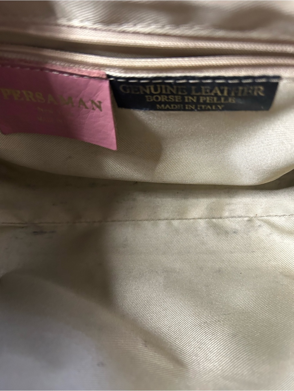 Persaman New York Baby Pink Croc-Embossed Top Handle Satchel with Gold Accents - Picture 3 of 4